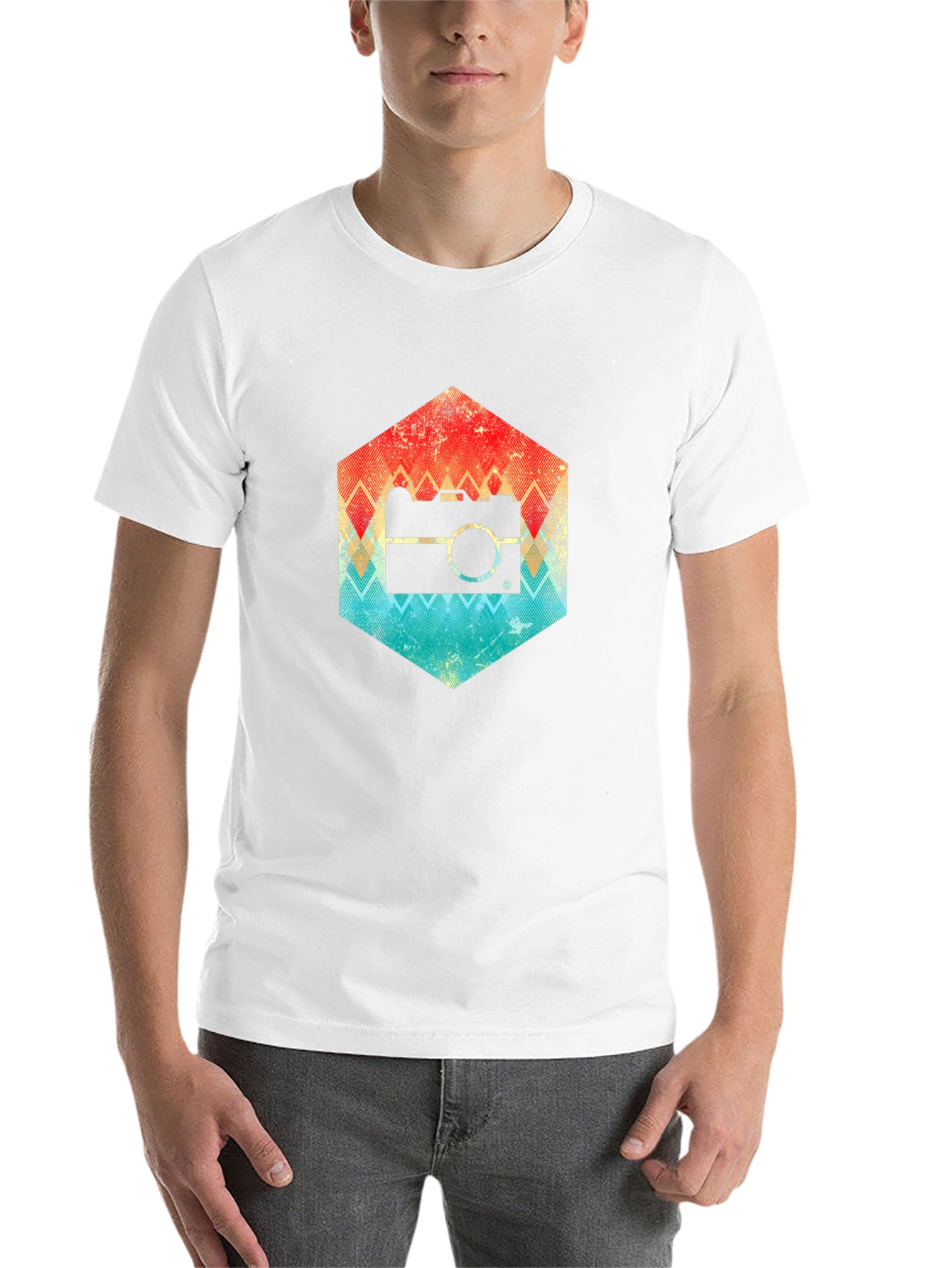 Retro Camera Hexagon Graphic Tee