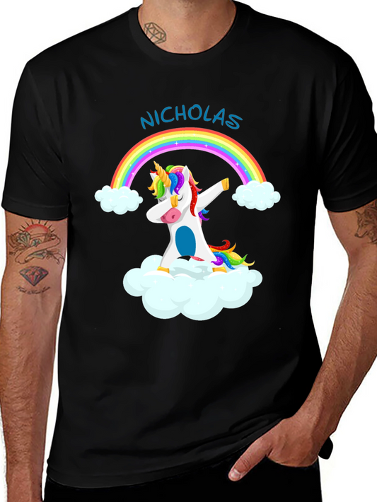 Nicholas Unicorn Dab Rainbow T-Shirt