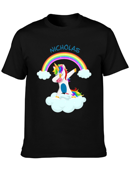 Nicholas Unicorn Dab Rainbow T-Shirt
