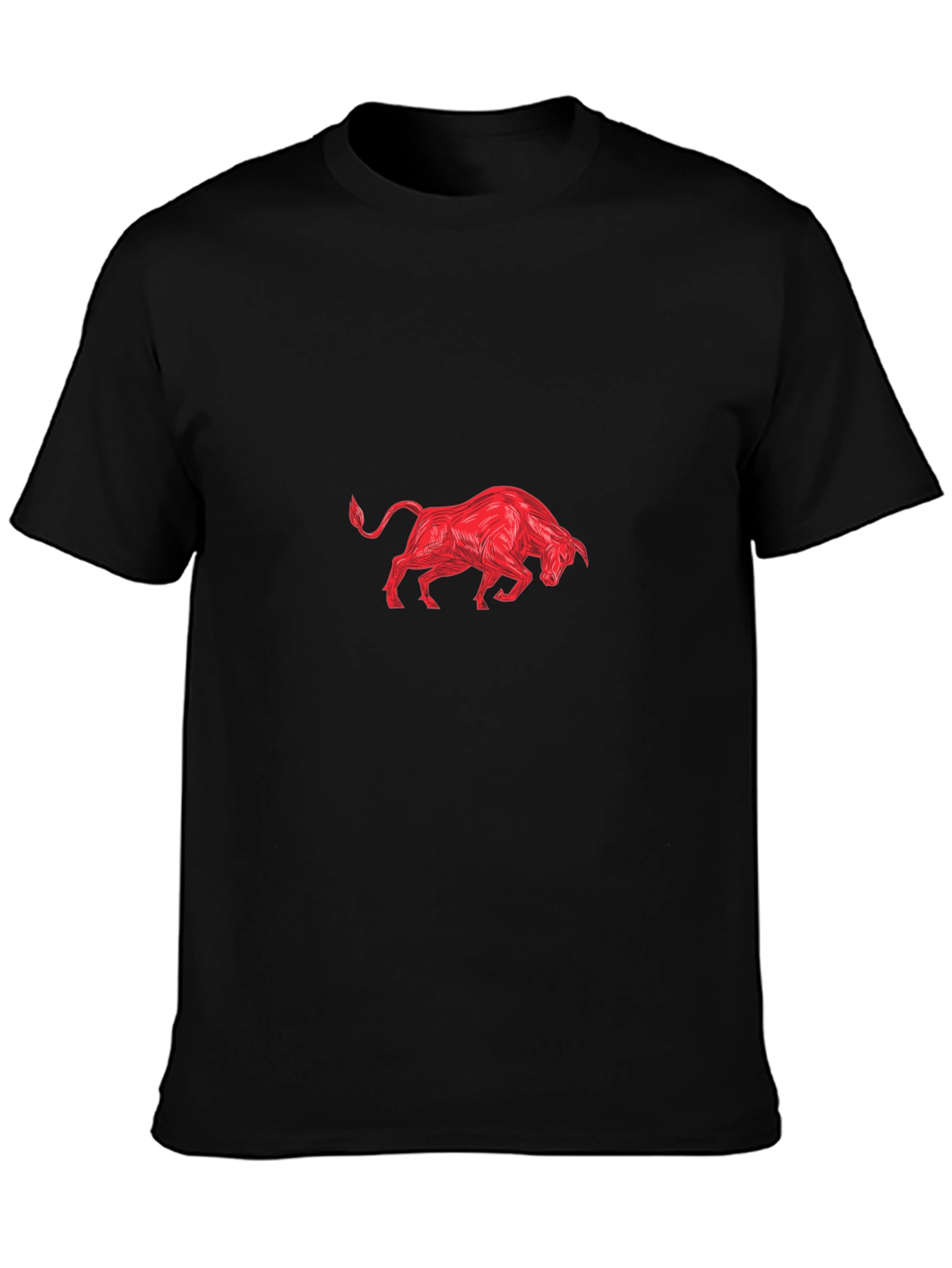 Black Tee with Red Bull Graphic