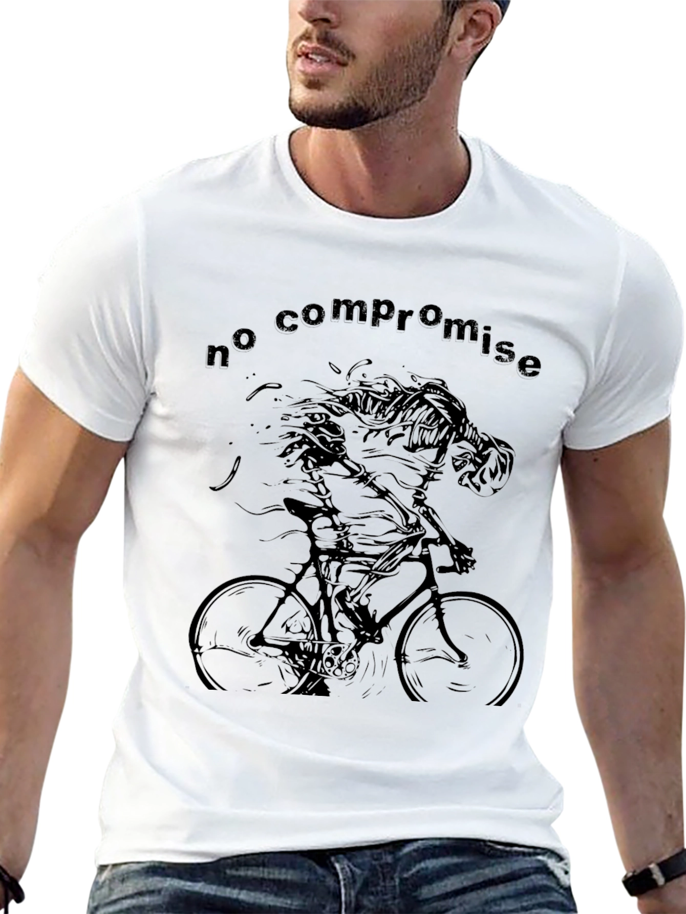 No Compromise Skeleton Cyclist Black T-Shirt