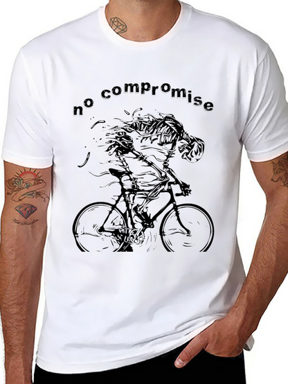 No Compromise Skeleton Cyclist Black T-Shirt