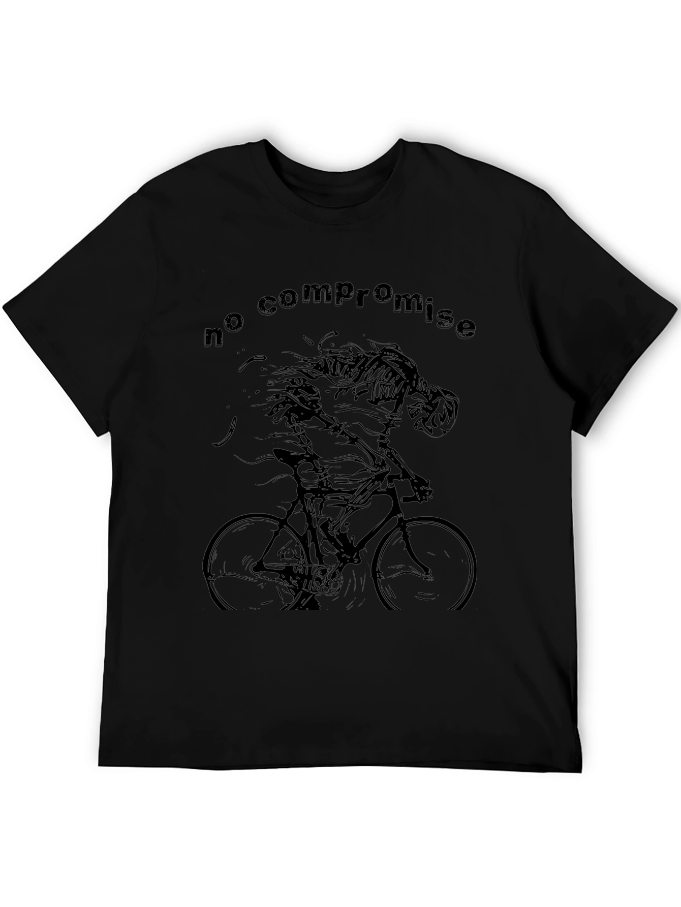 No Compromise Skeleton Cyclist Black T-Shirt