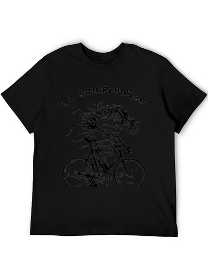 No Compromise Skeleton Cyclist Black T-Shirt