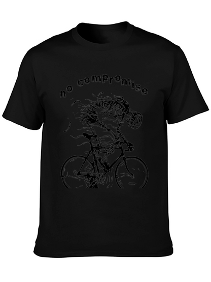 No Compromise Skeleton Cyclist Black T-Shirt