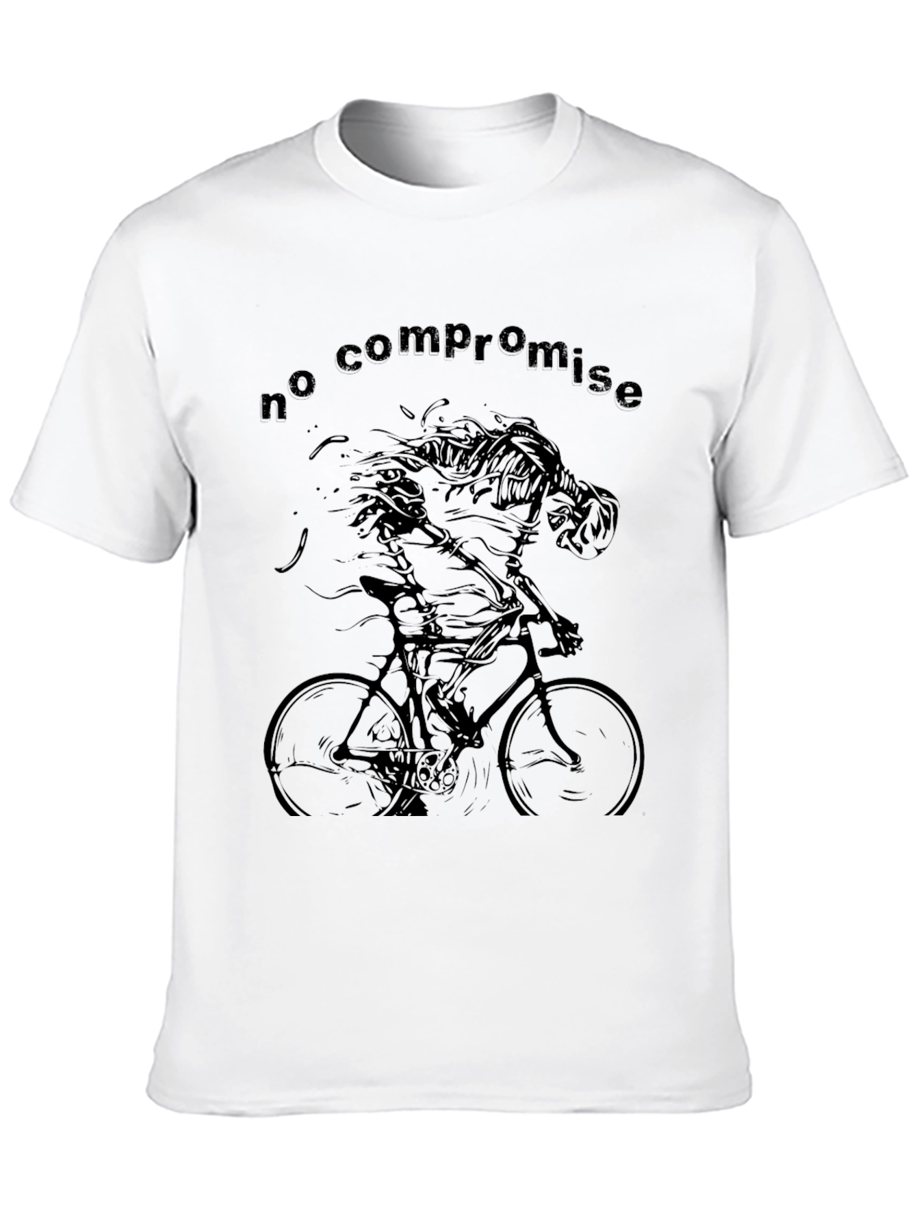 No Compromise Skeleton Cyclist Black T-Shirt