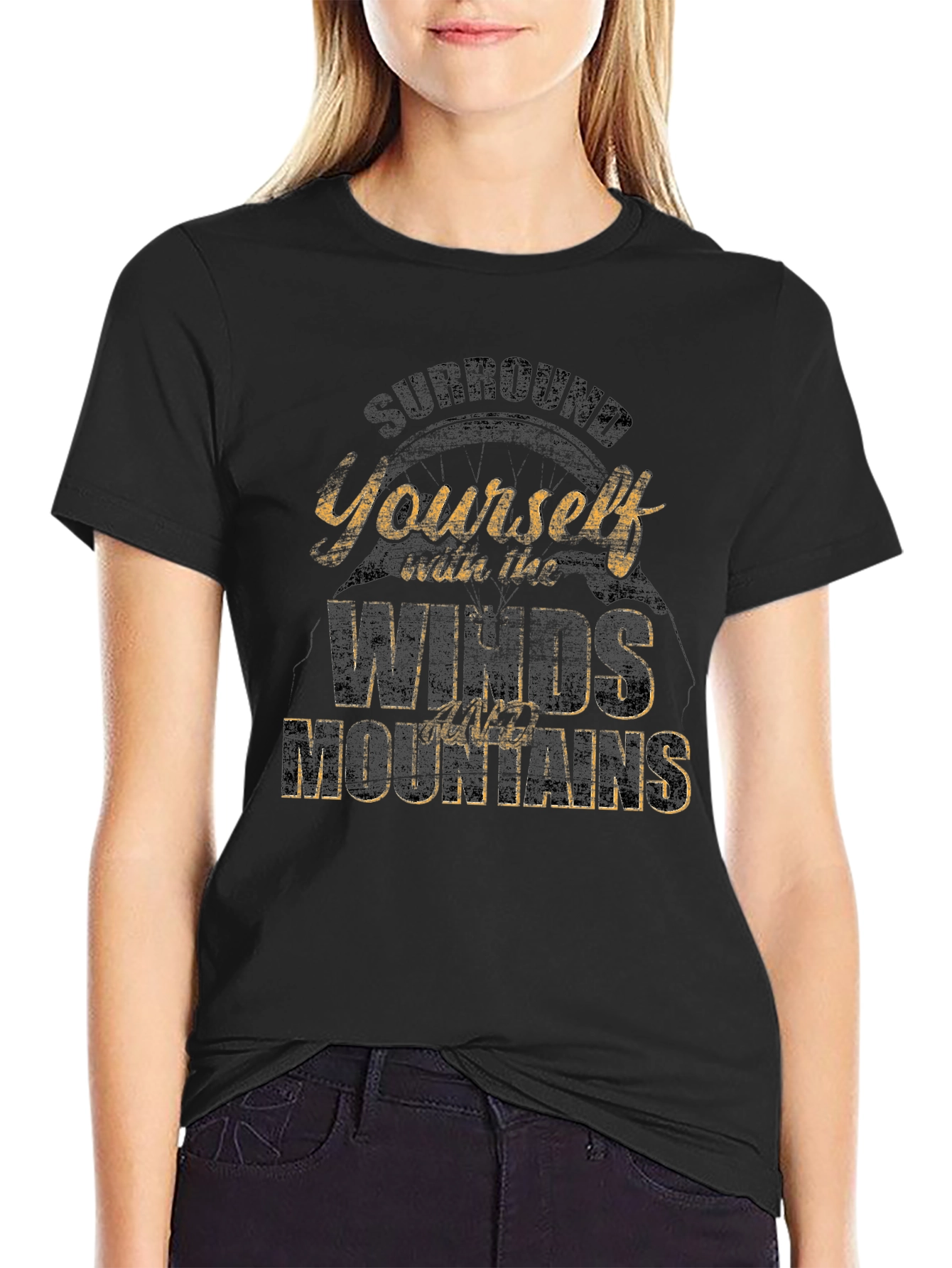 Mountains & Winds Graphic Tee - Black Casual Shirt