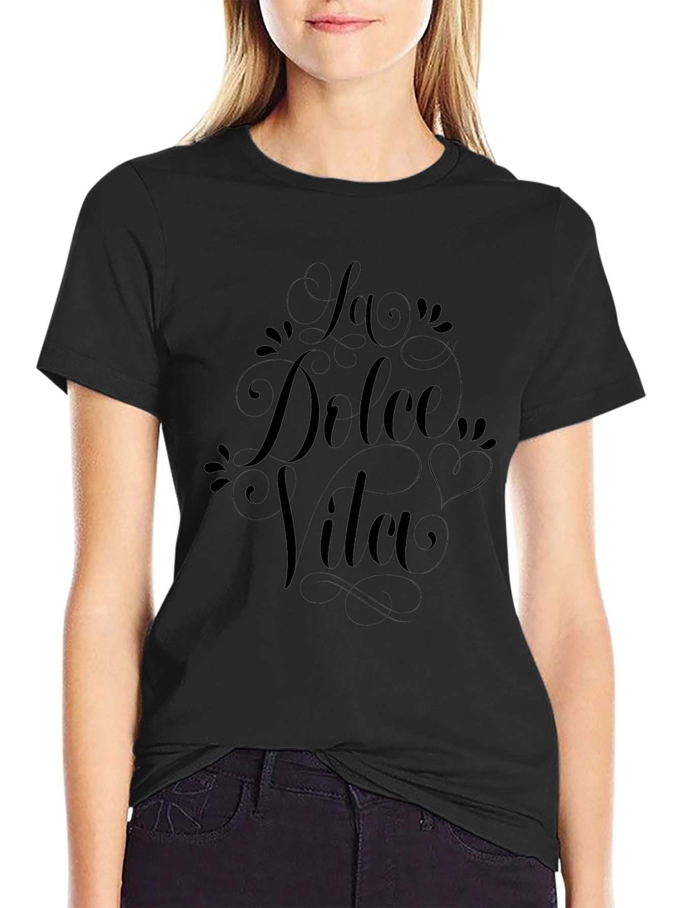 La Dulce Vida Black Graphic Tee