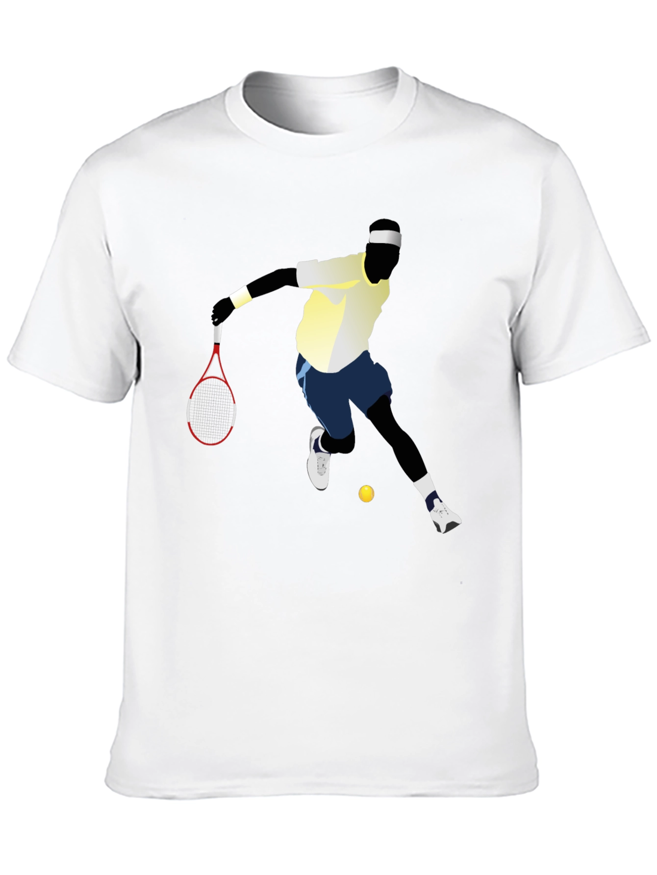 Tennis Player Graphic Tee - Black Cotton T-Shirt