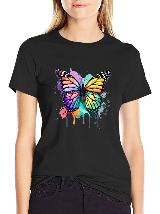 Butterfly Watercolor Graphic Tee - Black