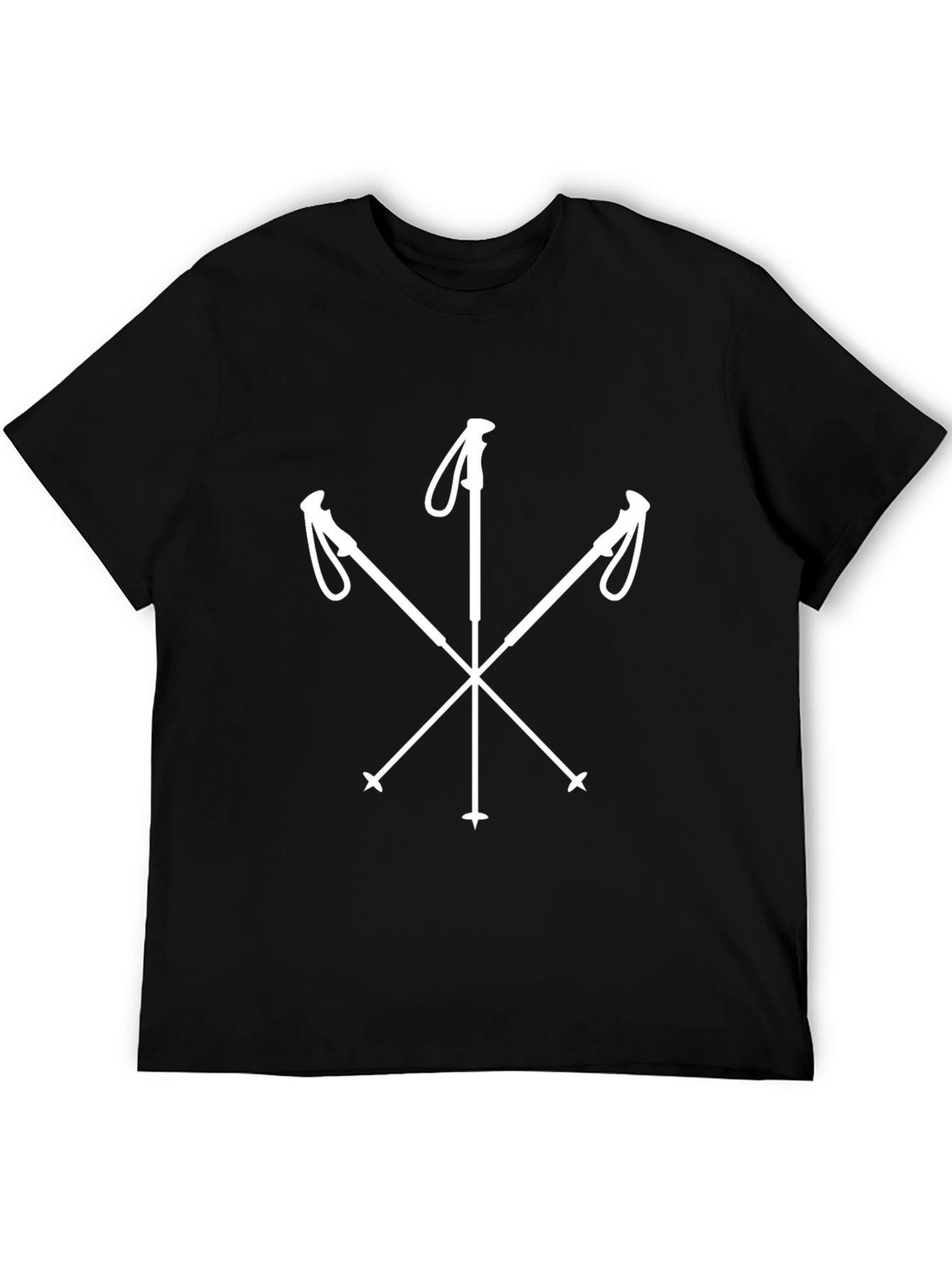 Skiing Poles Graphic Tee - Black Cotton T-Shirt