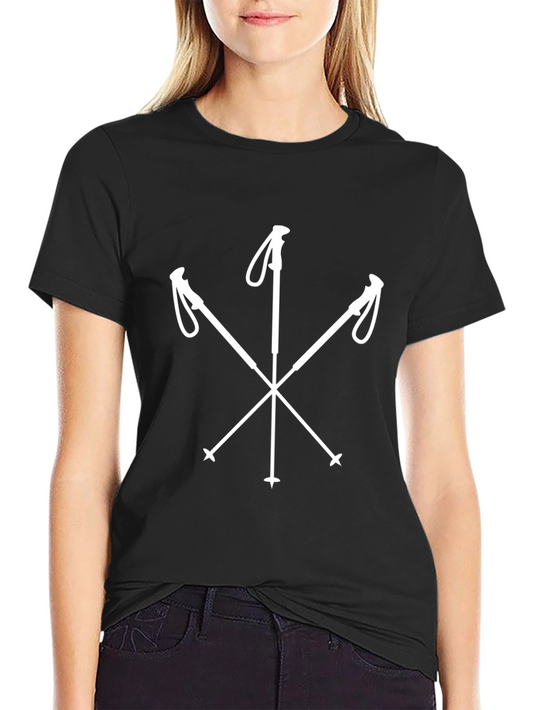 Skiing Poles Graphic Tee - Black Cotton T-Shirt