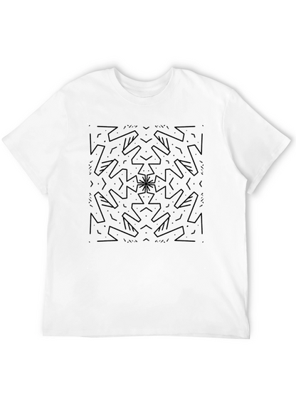 Abstract Geometric Print Black T-Shirt
