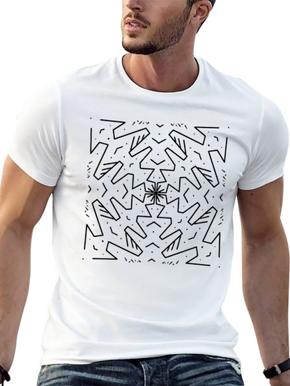 Abstract Geometric Print Black T-Shirt