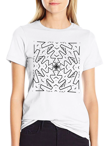 Abstract Geometric Print Black T-Shirt