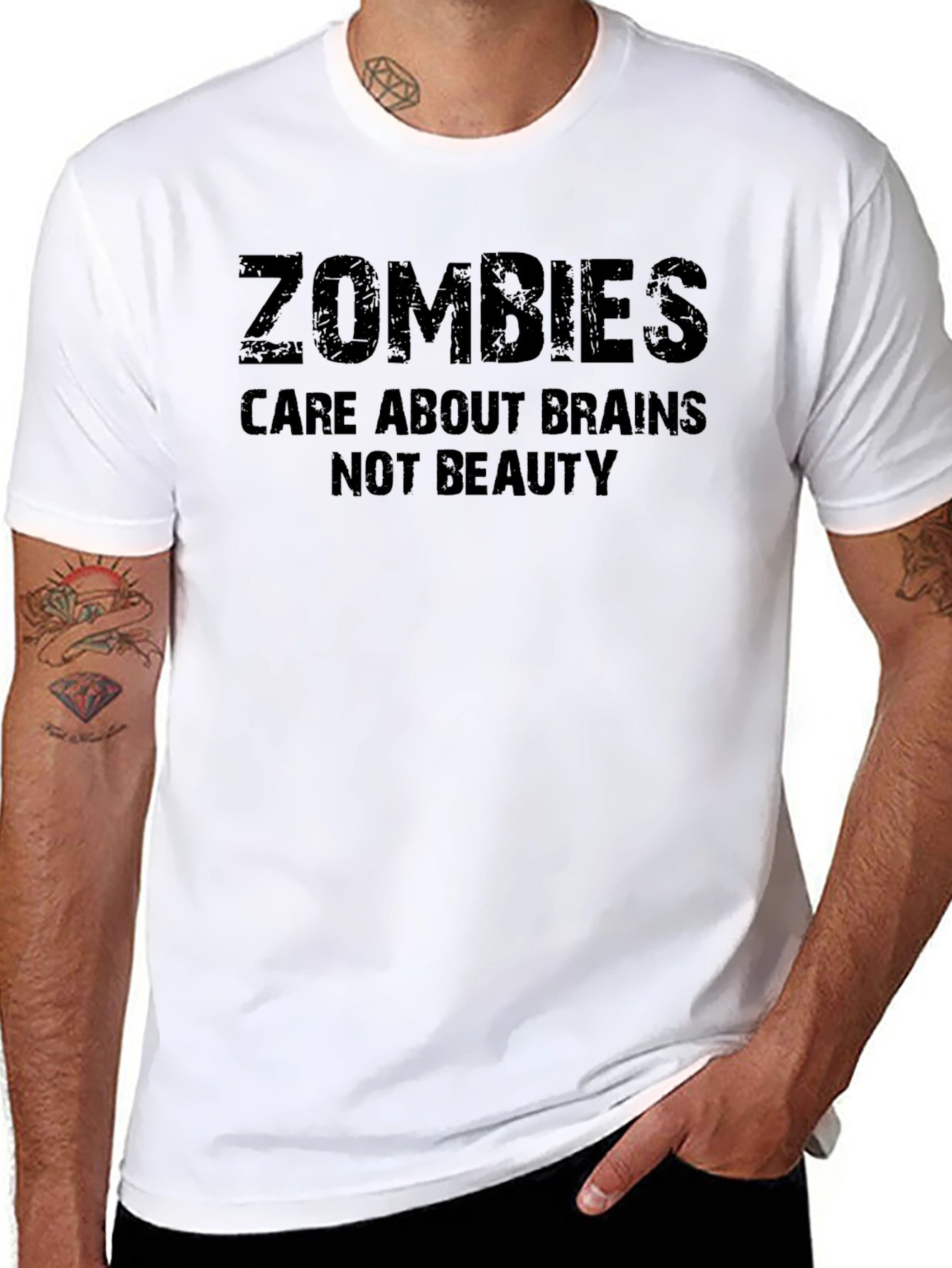 Zombies Care About Brains Funny T-Shirt