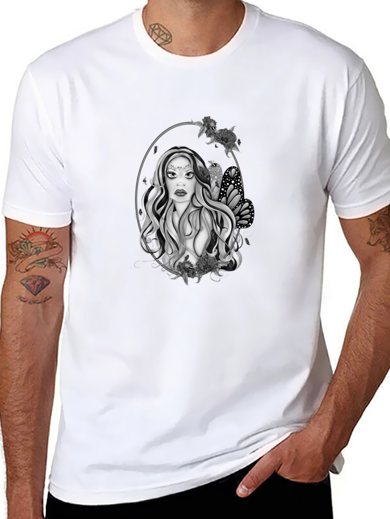 Mystic Woman Graphic Tee - Black Cotton Blend T-Shirt