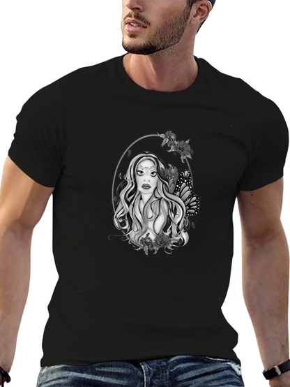 Mystic Woman Graphic Tee - Black Cotton Blend T-Shirt
