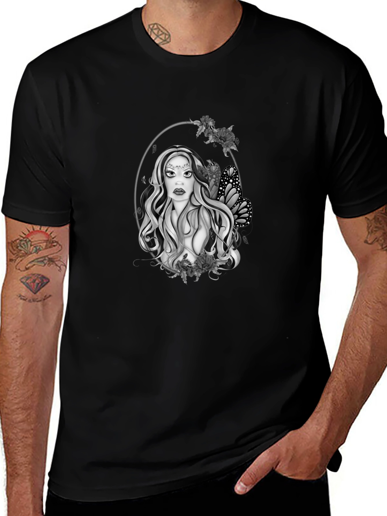 Mystic Woman Graphic Tee - Black Cotton Blend T-Shirt