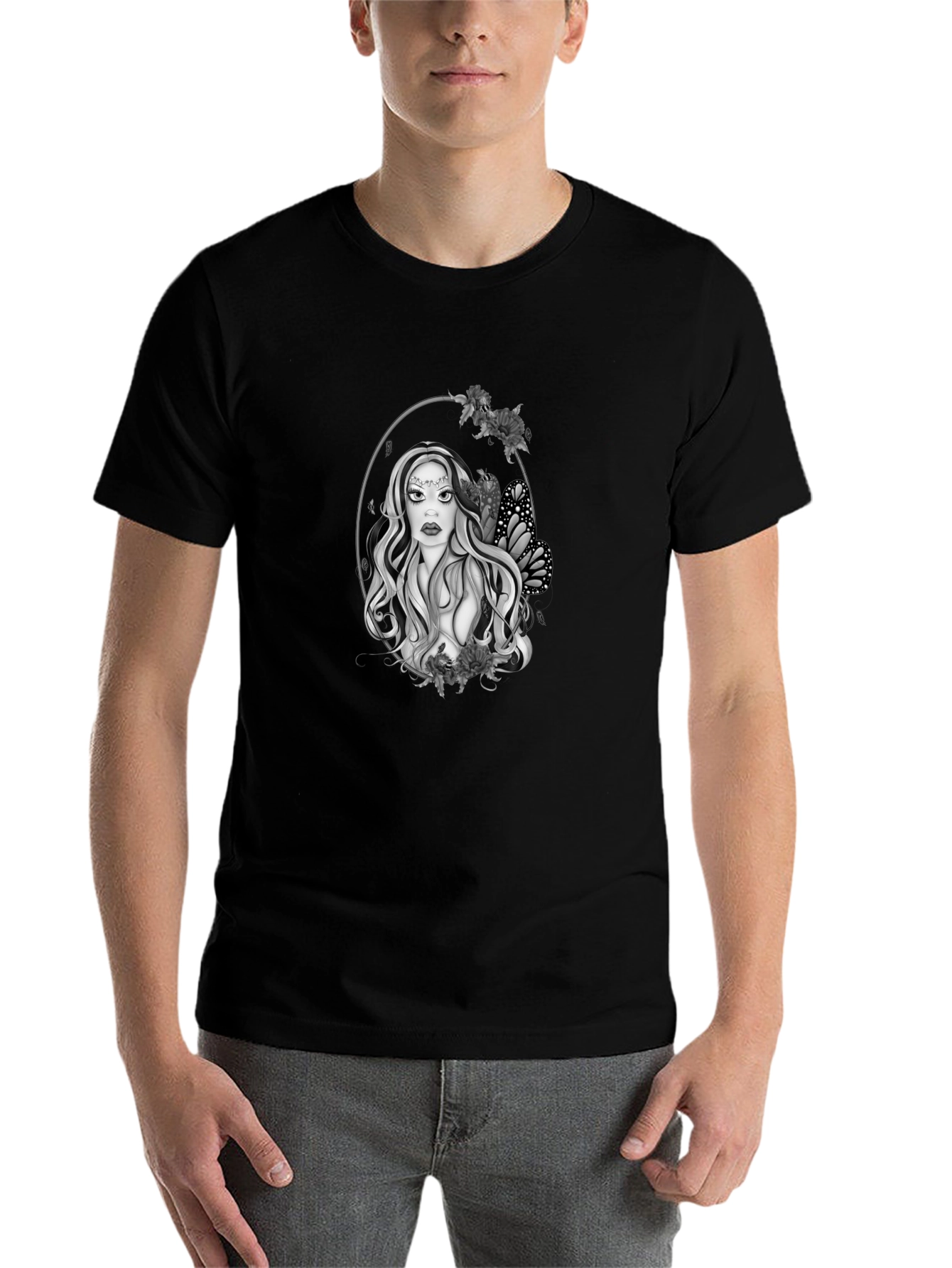 Mystic Woman Graphic Tee - Black Cotton Blend T-Shirt