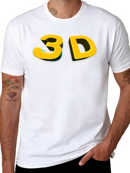 Bold 3D Graphic Tee - Black Cotton Blend