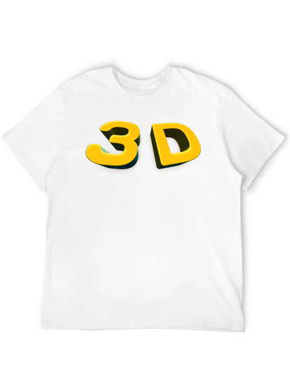 Bold 3D Graphic Tee - Black Cotton Blend