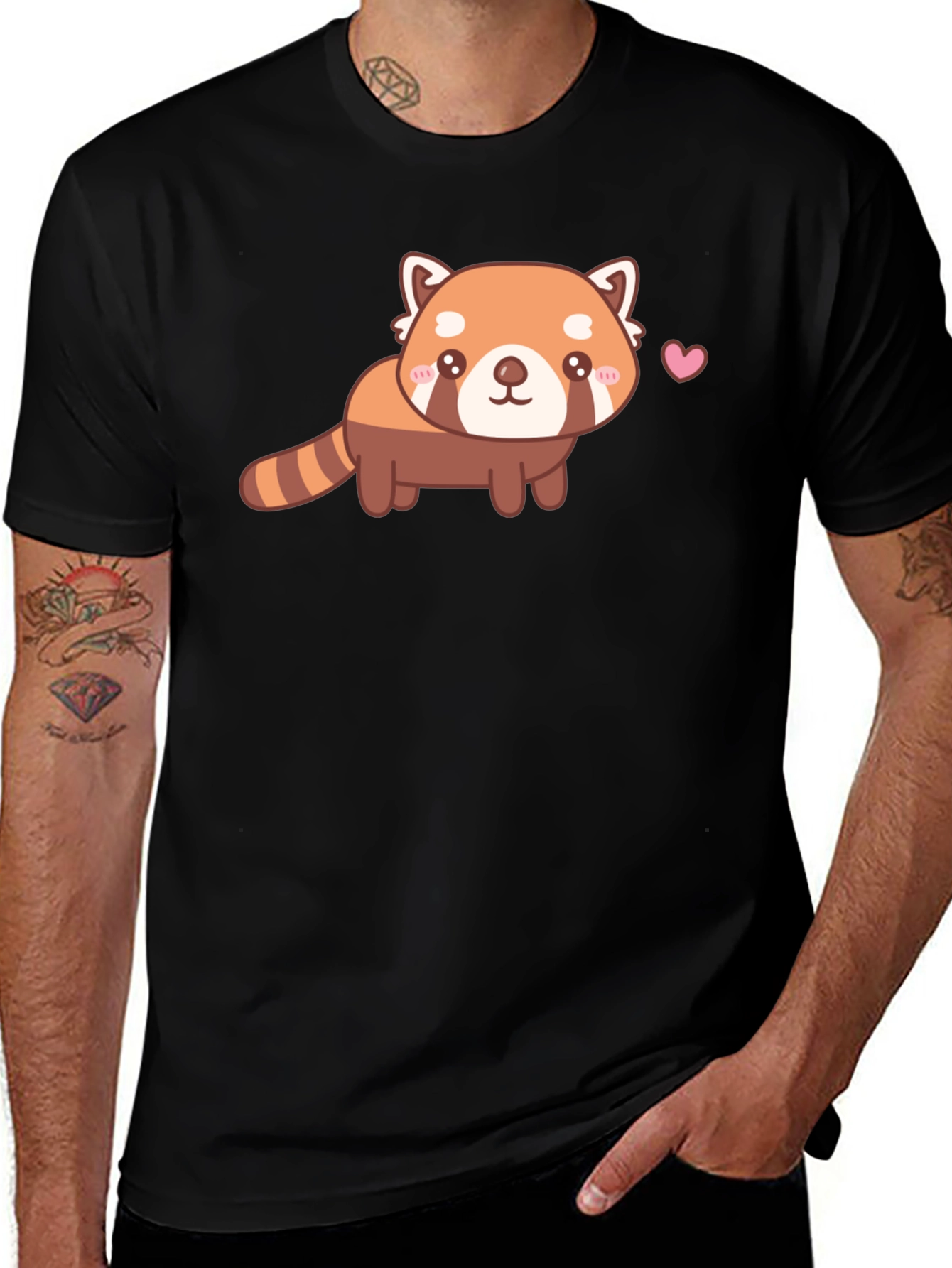 Cute Red Panda Graphic T-Shirt - Unisex Black Tee