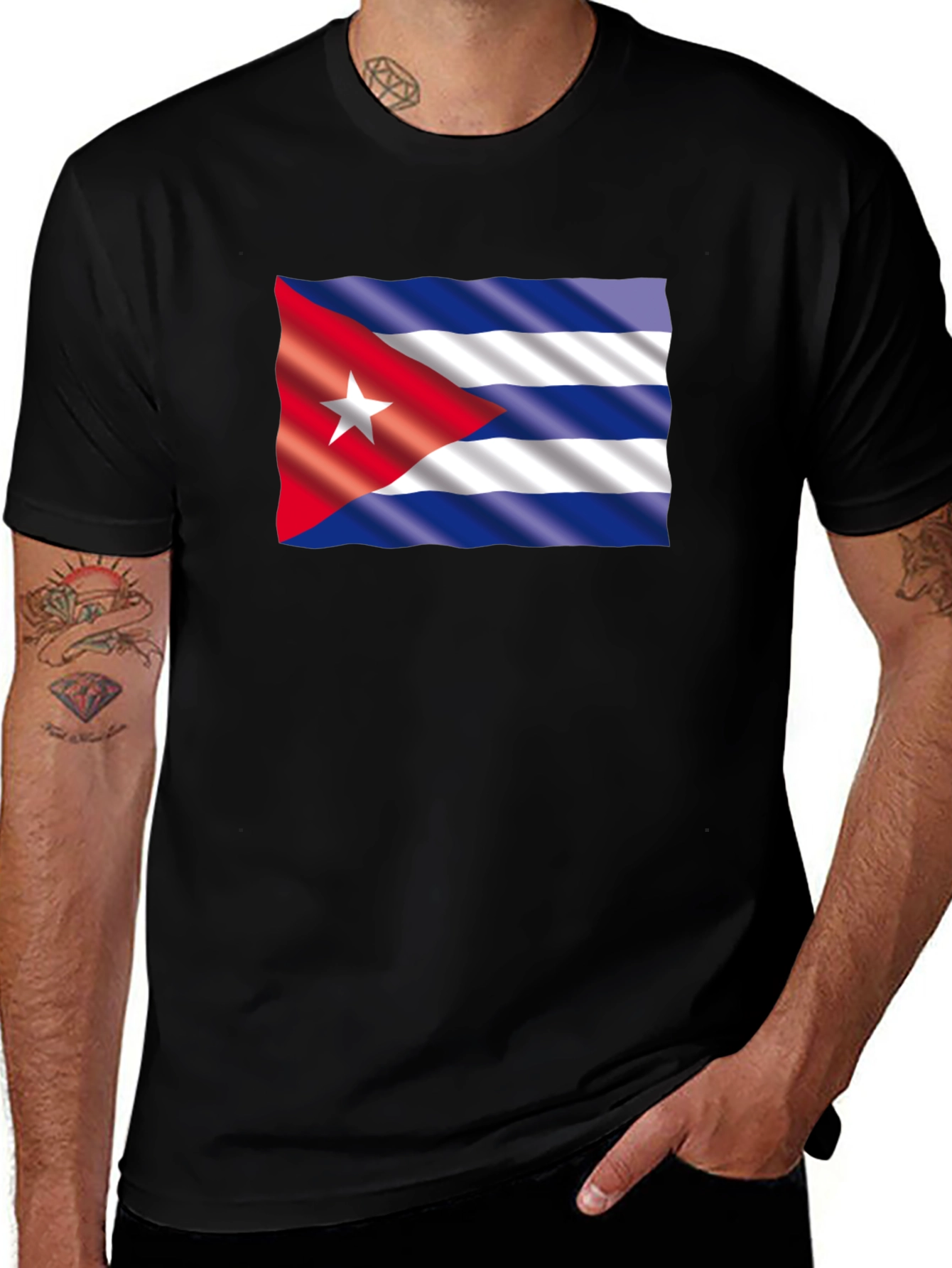 Cuba Flag Graphic T-Shirt - Black