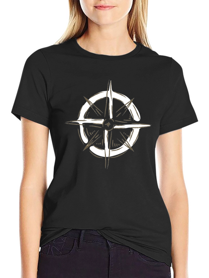 Compass Graphic Black T-Shirt - Adventure Awaits