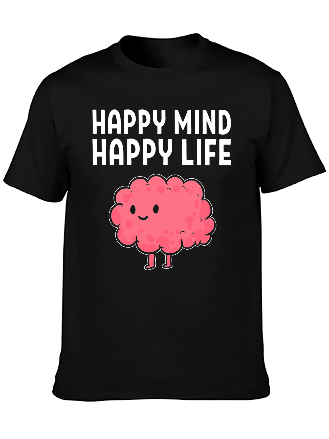 Happy Mind Happy Life Cartoon Brain T-Shirt