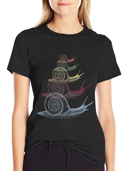 Stacked Snail Graphic Tee - Quirky Mens Black T-Shirt
