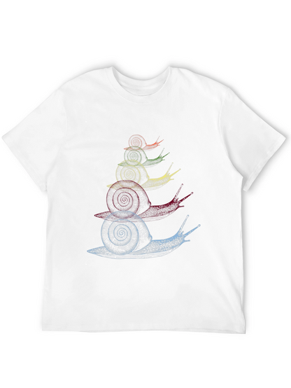 Stacked Snail Graphic Tee - Quirky Mens Black T-Shirt