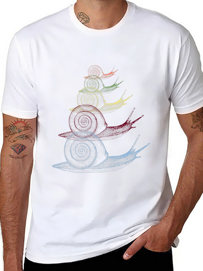 Stacked Snail Graphic Tee - Quirky Mens Black T-Shirt