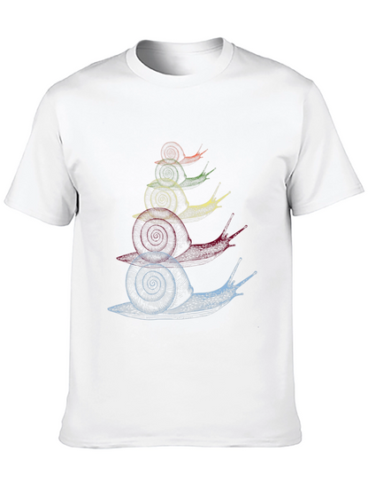 Stacked Snail Graphic Tee - Quirky Mens Black T-Shirt