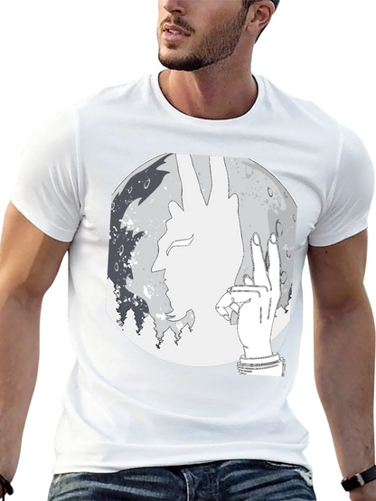 Silhouette Moon Graphic Tee - Stylish Mens Black T-Shirt