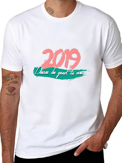 2019 Graphic Print Black T-Shirt