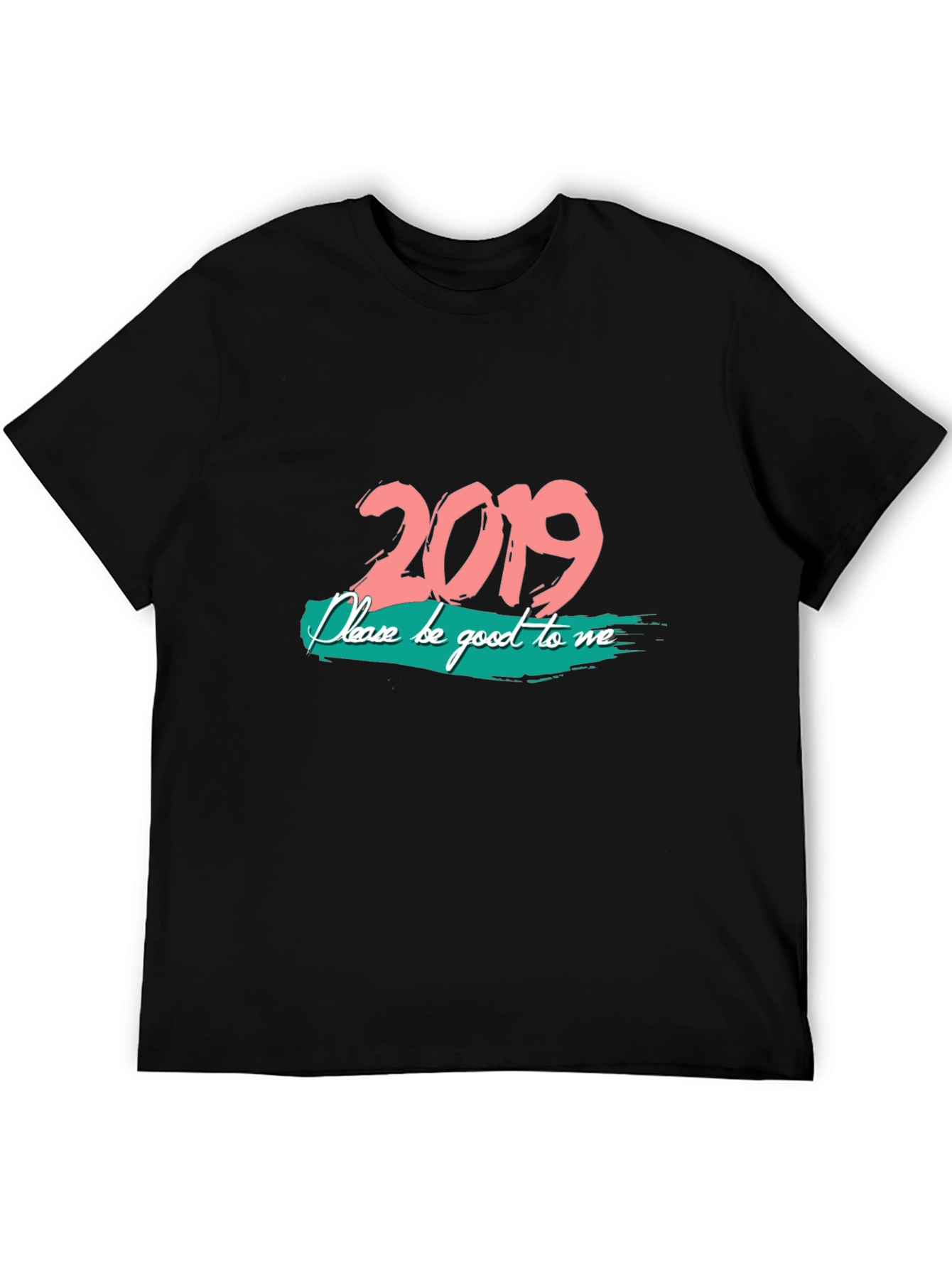 2019 Graphic Print Black T-Shirt