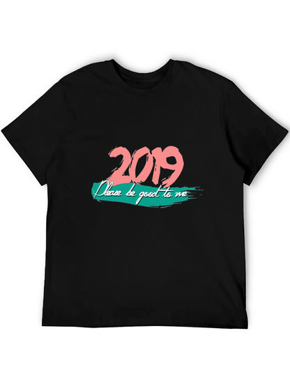 2019 Graphic Print Black T-Shirt
