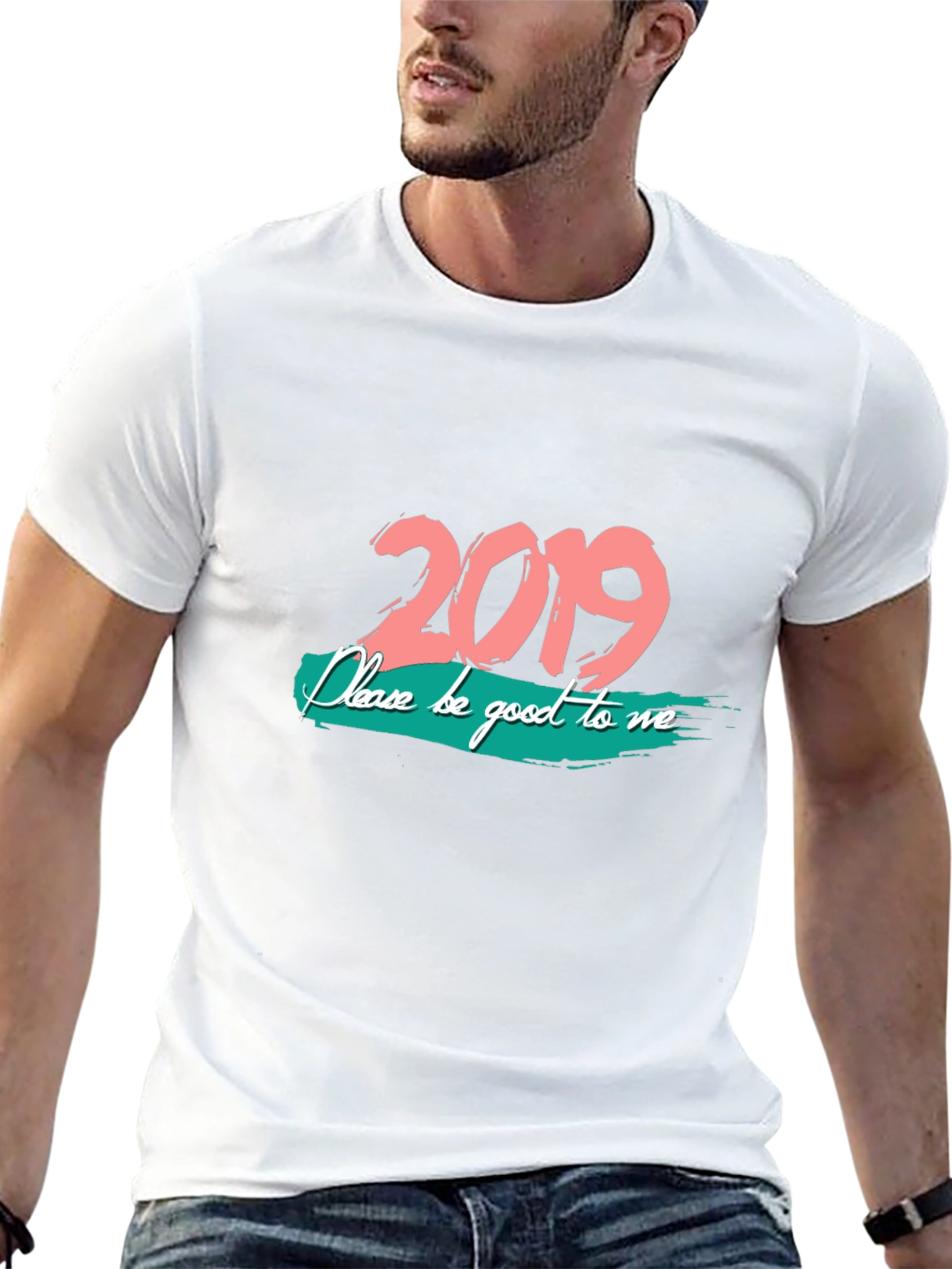 2019 Graphic Print Black T-Shirt