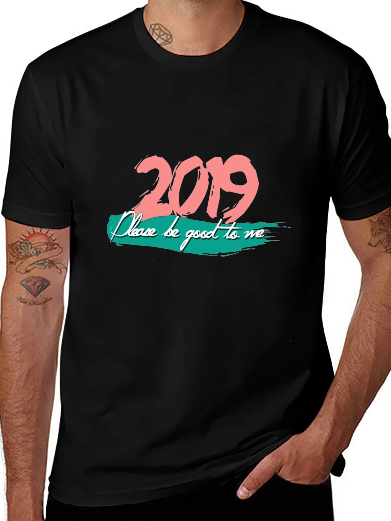 2019 Graphic Print Black T-Shirt