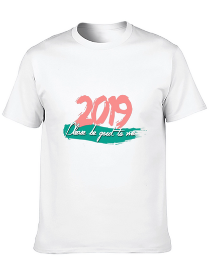 2019 Graphic Print Black T-Shirt