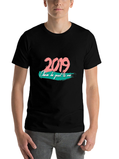 2019 Graphic Print Black T-Shirt