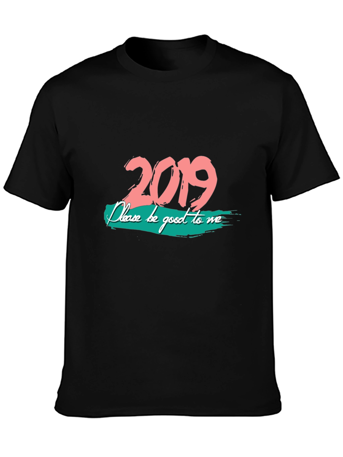2019 Graphic Print Black T-Shirt