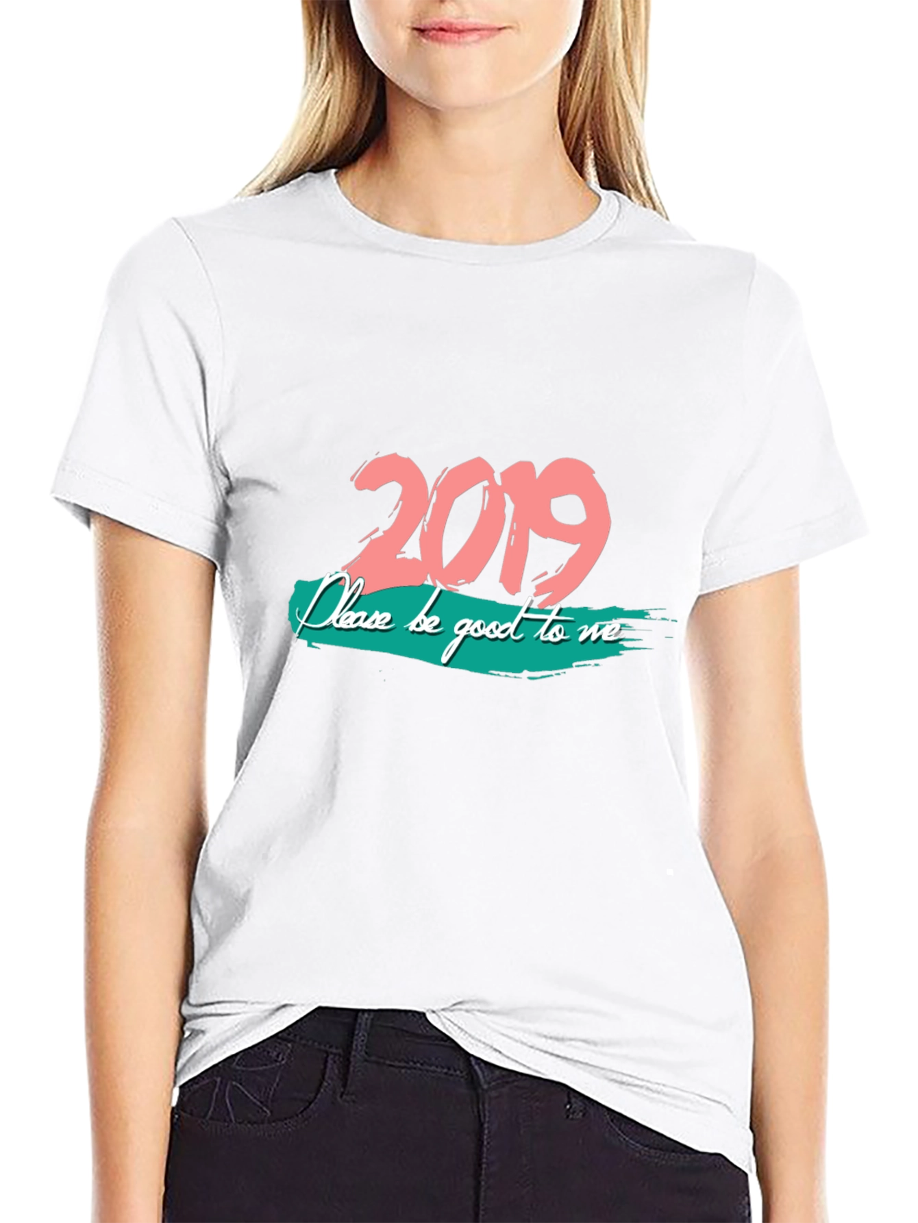 2019 Graphic Print Black T-Shirt