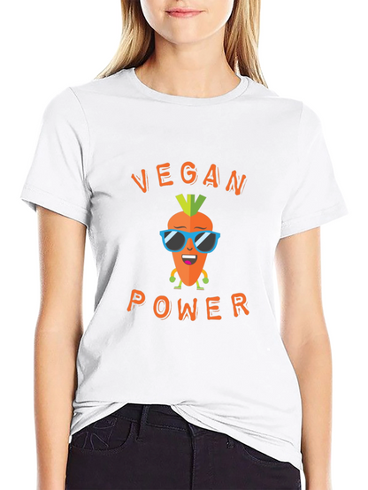 Vegan Power Graphic Tee - Carrot Cartoon