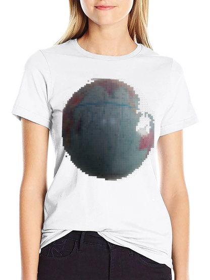 Pixelated Earth Graphic Black T-Shirt