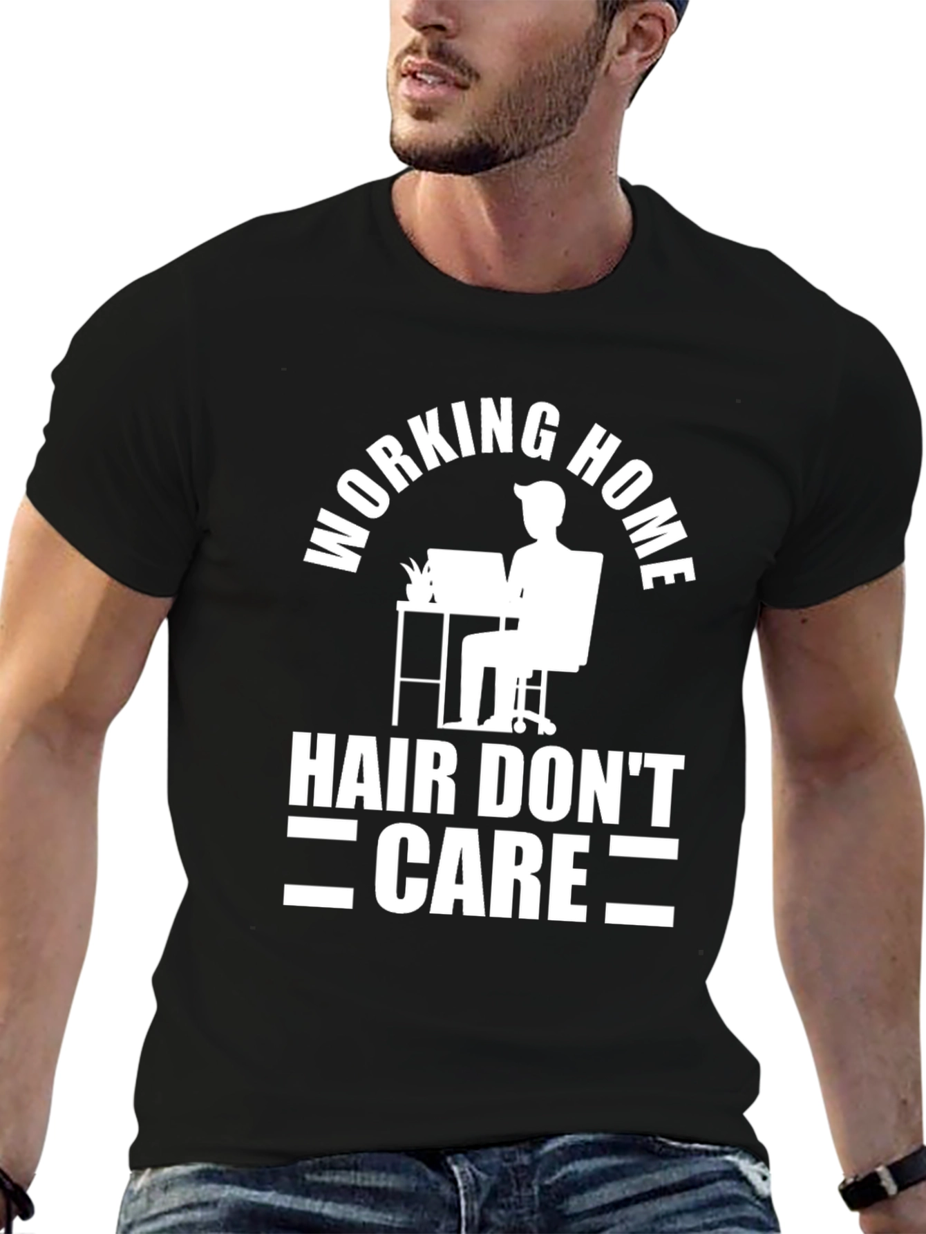 Working Home Hair Dont Care Black T-Shirt