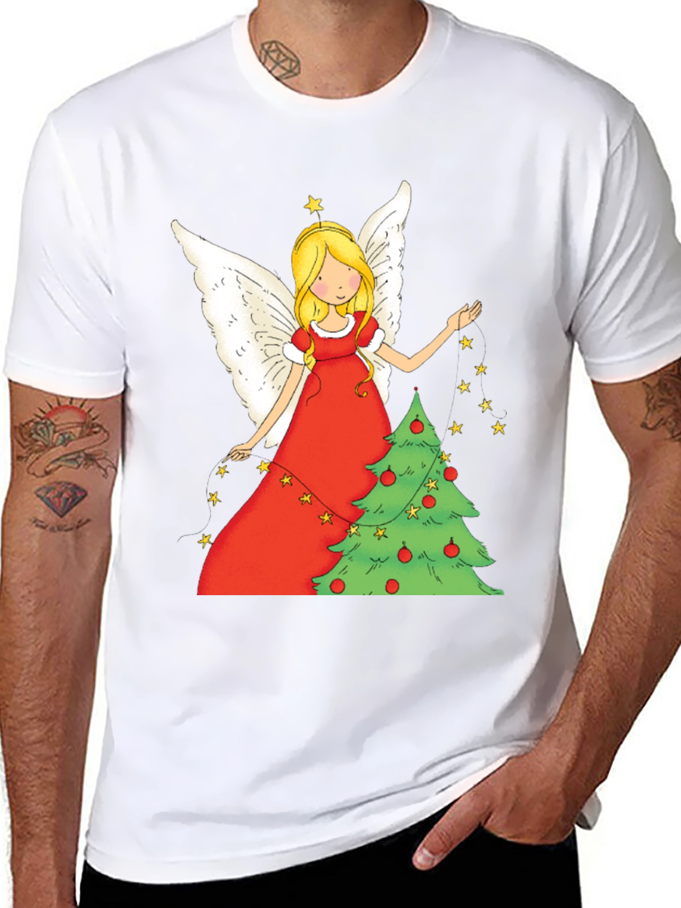 Festive Christmas Angel Graphic Tee