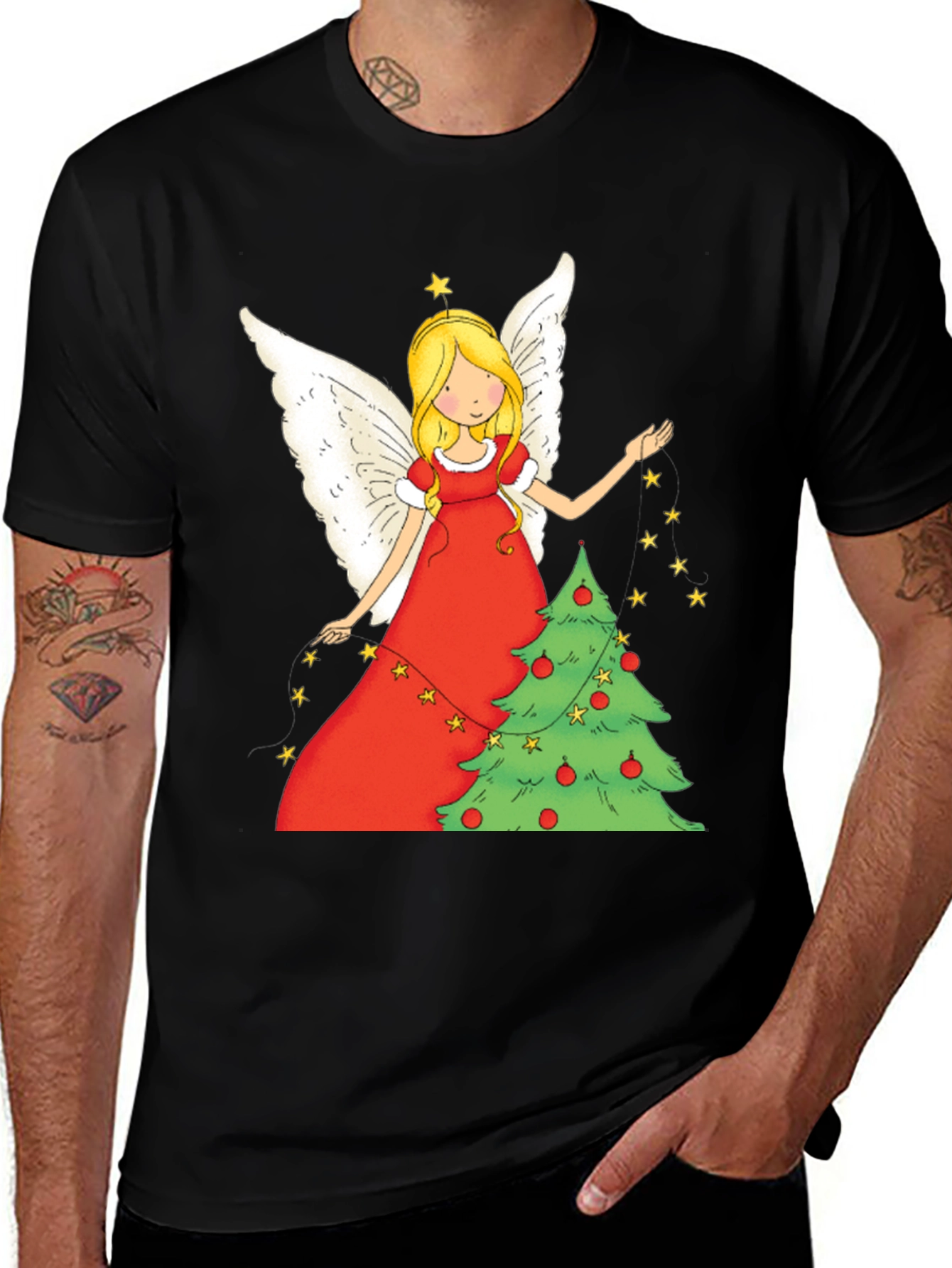 Festive Christmas Angel Graphic Tee