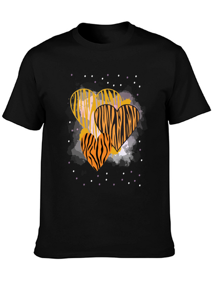 Striped Heart Graphic Tee - Trendy Casual Wear